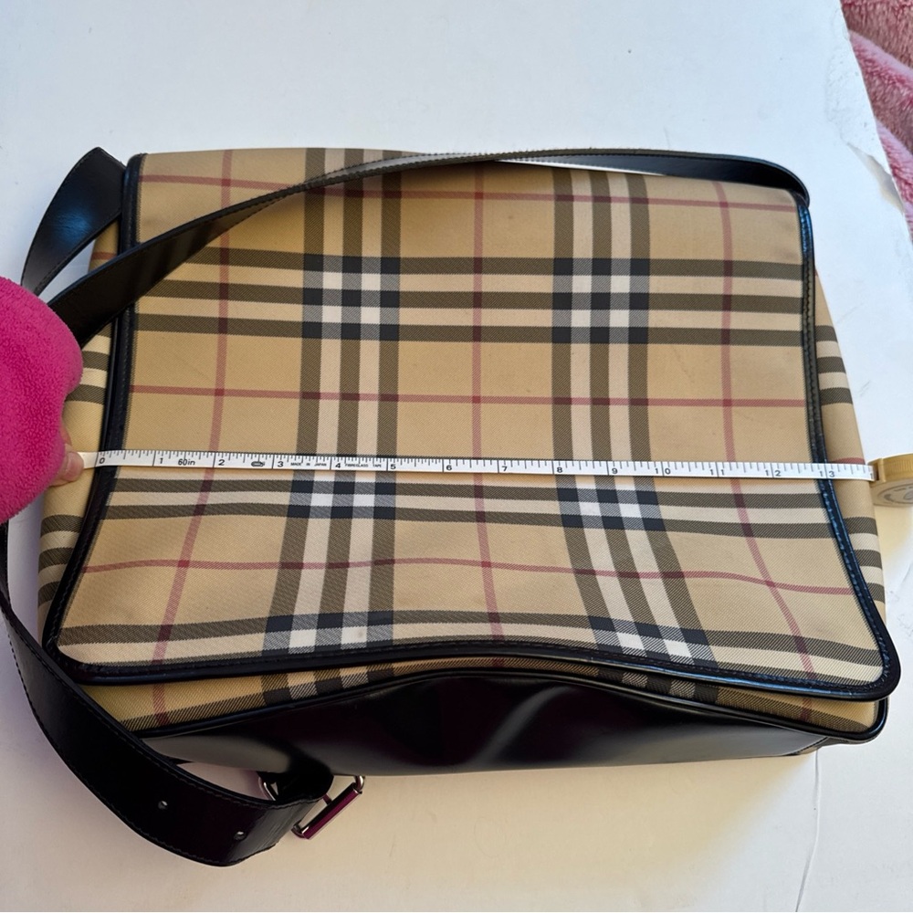 Burberry Tan and Black  large Checkered Crossbody Messenger Bag - Picture 13 of 16